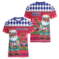 Haiti Christmas Women V-Neck T-Shirt Haitian Santa Jwaye Nwel - Wonder Print Shop
