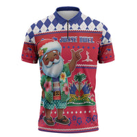Haiti Christmas Zipper Polo Shirt Haitian Santa Jwaye Nwel - Wonder Print Shop