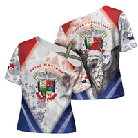 Panama Christmas Cross Shoulder Shirt Coat Of Arms Santa Harpy - Wonder Print Shop