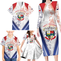 Panama Christmas Family Matching Long Sleeve Bodycon Dress and Hawaiian Shirt Coat Of Arms Santa Harpy - Wonder Print Shop