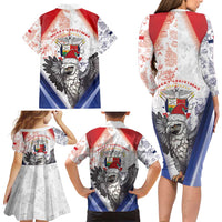 Panama Christmas Family Matching Long Sleeve Bodycon Dress and Hawaiian Shirt Coat Of Arms Santa Harpy - Wonder Print Shop