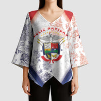 Panama Christmas Kimono Sleeve Blouse Coat Of Arms Santa Harpy - Wonder Print Shop