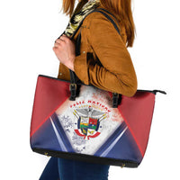 Panama Christmas Leather Tote Bag Coat Of Arms Santa Harpy - Wonder Print Shop