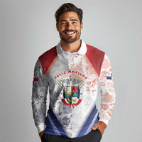 Panama Christmas Long Sleeve Polo Shirt Coat Of Arms Santa Harpy - Wonder Print Shop