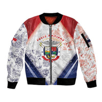 Panama Christmas Sleeve Zip Bomber Jacket Coat Of Arms Santa Harpy - Wonder Print Shop