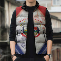 Panama Christmas Sleeveless Puffer Jacket Coat Of Arms Santa Harpy - Wonder Print Shop