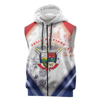 Panama Christmas Sleeveless Zip Hoodie Coat Of Arms Santa Harpy - Wonder Print Shop