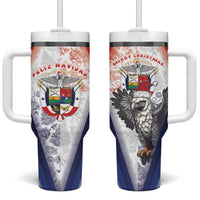 Panama Christmas Tumbler With Handle Coat Of Arms Santa Harpy - Wonder Print Shop