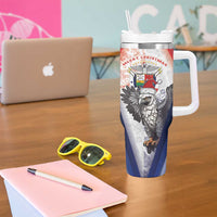 Panama Christmas Tumbler With Handle Coat Of Arms Santa Harpy - Wonder Print Shop