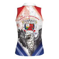 Panama Christmas Women Sleeveless Polo Shirt Coat Of Arms Santa Harpy - Wonder Print Shop
