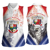 Panama Christmas Women Sleeveless Polo Shirt Coat Of Arms Santa Harpy - Wonder Print Shop