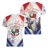 Panama Christmas Women V-Neck T-Shirt Coat Of Arms Santa Harpy - Wonder Print Shop