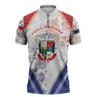 Panama Christmas Zipper Polo Shirt Coat Of Arms Santa Harpy - Wonder Print Shop