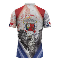 Panama Christmas Zipper Polo Shirt Coat Of Arms Santa Harpy - Wonder Print Shop