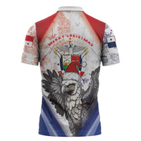 Panama Christmas Zipper Polo Shirt Coat Of Arms Santa Harpy - Wonder Print Shop