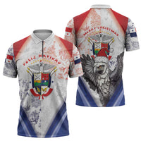 Panama Christmas Zipper Polo Shirt Coat Of Arms Santa Harpy - Wonder Print Shop