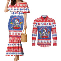 Puerto Rico Christmas Couples Matching Mermaid Dress and Long Sleeve Button Shirt Boricua Till The Bone - Wonder Print Shop
