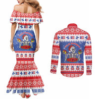 Puerto Rico Christmas Couples Matching Mermaid Dress and Long Sleeve Button Shirt Boricua Till The Bone - Wonder Print Shop