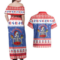 Puerto Rico Christmas Couples Matching Off Shoulder Maxi Dress and Hawaiian Shirt Boricua Till The Bone - Wonder Print Shop