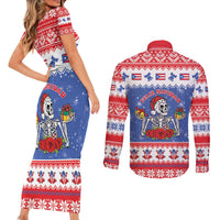 Puerto Rico Christmas Couples Matching Short Sleeve Bodycon Dress and Long Sleeve Button Shirt Boricua Till The Bone - Wonder Print Shop