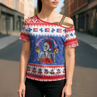 Puerto Rico Christmas Cross Shoulder Shirt Boricua Till The Bone - Wonder Print Shop