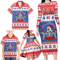 Puerto Rico Christmas Family Matching Long Sleeve Bodycon Dress and Hawaiian Shirt Boricua Till The Bone - Wonder Print Shop