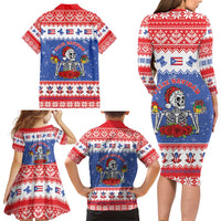 Puerto Rico Christmas Family Matching Long Sleeve Bodycon Dress and Hawaiian Shirt Boricua Till The Bone - Wonder Print Shop