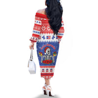 Puerto Rico Christmas Family Matching Off The Shoulder Long Sleeve Dress and Hawaiian Shirt Boricua Till The Bone - Wonder Print Shop