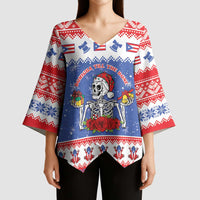 Puerto Rico Christmas Kimono Sleeve Blouse Boricua Till The Bone - Wonder Print Shop
