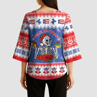 Puerto Rico Christmas Kimono Sleeve Blouse Boricua Till The Bone - Wonder Print Shop