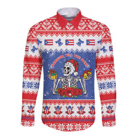Puerto Rico Christmas Long Sleeve Button Shirt Boricua Till The Bone - Wonder Print Shop