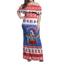 Puerto Rico Christmas Off Shoulder Maxi Dress Boricua Till The Bone - Wonder Print Shop