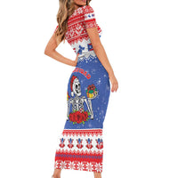 Puerto Rico Christmas Short Sleeve Bodycon Dress Boricua Till The Bone - Wonder Print Shop