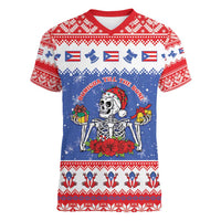 Puerto Rico Christmas Women V-Neck T-Shirt Boricua Till The Bone - Wonder Print Shop