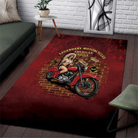 Native American Rider Area Rug Legendary Motorcycle Vintage Pin Up Girl - Wonder Print Shop