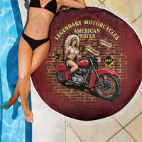 Native American Rider Beach Blanket Legendary Motorcycle Vintage Pin Up Girl - Wonder Print Shop