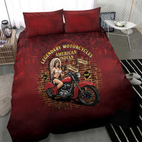 Native American Rider Bedding Set Legendary Motorcycle Vintage Pin Up Girl - Wonder Print Shop