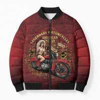 Native American Rider Bomber Puffer Jacket Legendary Motorcycle Vintage Pin Up Girl - Wonder Print Shop