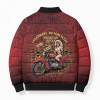 Native American Rider Bomber Puffer Jacket Legendary Motorcycle Vintage Pin Up Girl - Wonder Print Shop
