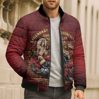 Native American Rider Bomber Puffer Jacket Legendary Motorcycle Vintage Pin Up Girl - Wonder Print Shop