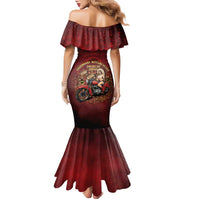 Native American Rider Family Matching Mermaid Dress and Hawaiian Shirt Legendary Motorcycle Vintage Pin Up Girl - Wonder Print Shop