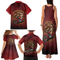 Native American Rider Family Matching Tank Maxi Dress and Hawaiian Shirt Legendary Motorcycle Vintage Pin Up Girl - Wonder Print Shop