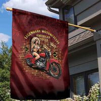 Native American Rider Garden Flag Legendary Motorcycle Vintage Pin Up Girl - Wonder Print Shop