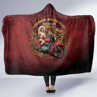 Native American Rider Hooded Blanket Legendary Motorcycle Vintage Pin Up Girl - Wonder Print Shop