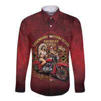 Native American Rider Long Sleeve Button Shirt Legendary Motorcycle Vintage Pin Up Girl - Wonder Print Shop