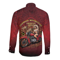 Native American Rider Long Sleeve Button Shirt Legendary Motorcycle Vintage Pin Up Girl - Wonder Print Shop