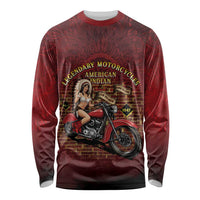 Native American Rider Long Sleeve Shirt Legendary Motorcycle Vintage Pin Up Girl - Wonder Print Shop