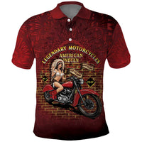 Native American Rider Polo Shirt Legendary Motorcycle Vintage Pin Up Girl - Wonder Print Shop