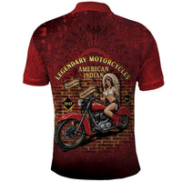 Native American Rider Polo Shirt Legendary Motorcycle Vintage Pin Up Girl - Wonder Print Shop