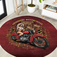 Native American Rider Round Carpet Legendary Motorcycle Vintage Pin Up Girl - Wonder Print Shop